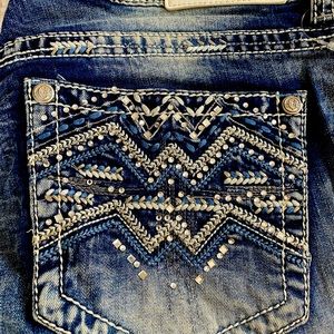 New without tags! Grace in LA Blinged-out, light-wash, boot-cut 34x34 jeans!